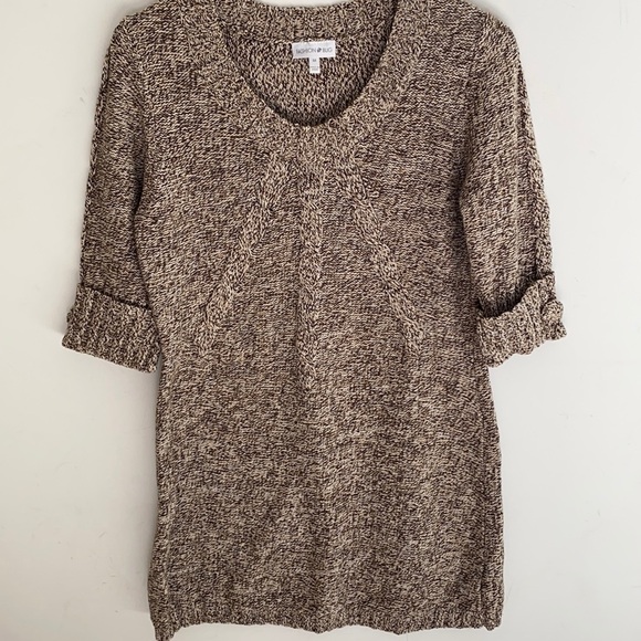 Fashion Bug Crew neck tunic knit sweater with short sleeves, Size M - Picture 1 of 8